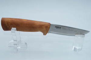 Helle Eggen 75 — Triple Laminated Stainless, Curly Birch Handle, Unsharpened Original Edge