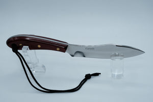 D.H. Russell Grohmann #4 Skinner — Burgundy Laminated Handle, Unsharpened, Original Box & Sheath