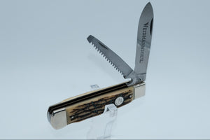 Weidmannsheil Jagdmesser Solingen — 100 Years Commemorative, Two-Blade Hunter, Stag Handle, Original Box
