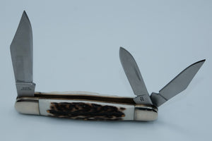 Kissing Crane KC5313 Stockman — Three-Blade, Genuine Stag Handle, Stainless, Original Box, Solingen Germany