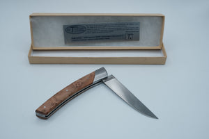 Le Thiers par Chambriard — Burl Wood Handle, RASOR Stainless, Unsharpened, Original Box & Leather Sheath