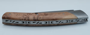 Le Thiers par Chambriard — Burl Wood Handle, RASOR Stainless, Unsharpened, Original Box & Leather Sheath