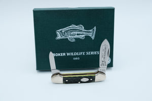 Böker Tree Brand 1993 Wildlife Series — Largemouth Bass, Green Bone Canoe, Serial #661, 1 of 3000, Original Box