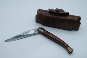 Laguiole G&R Authentique — Rosewood Handle, 12C27 Stainless, New Condition, Original Leather Sheath, Made in France