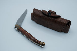 Laguiole G&R Authentique — Rosewood Handle, 12C27 Stainless, New Condition, Original Leather Sheath, Made in France