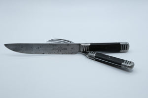 Victorian Sheffield Table Knife & Fork Set — Joseph Rodgers & Sons, Ebony Handles