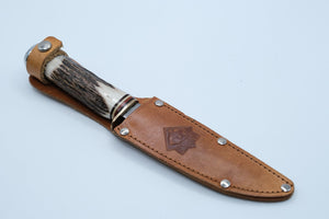 Vintage Puma Stag-Handled Hunting Knife — Mint, Never Sharpened, Leather Sheath