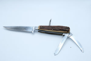 Puma Original Waidmesser 3591 — Multi-Tool Combination Knife, Regrind, Leather Sheath