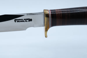 Randall Made Model 1-6 All-Purpose — Stacked Leather, Brass Hilt, Original Sheath & Stone