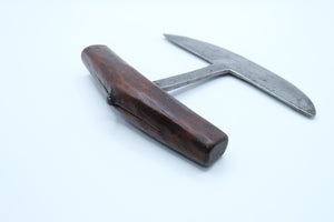 Antique Handmade Kitchen Knife — Ulu-Style, Wooden T-Handle