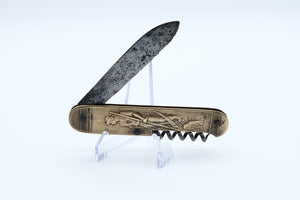 Coursolle Thiers Brass Penknife with Corkscrew, Antique