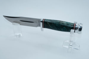Bark River Knife & Tool — Clip Point, Teal Stabilized Maple Burl, First Production Run
