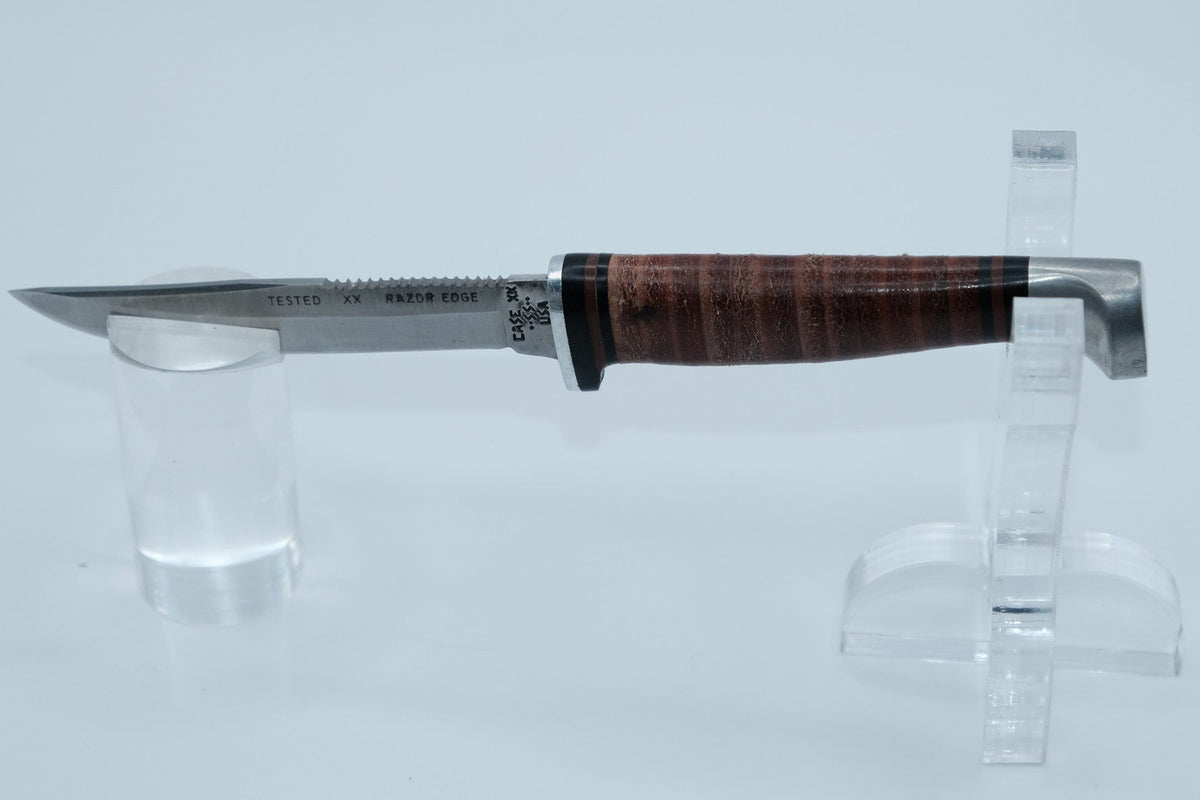 W.R. Case & Sons M3 Finn — 1980s Stainless, Small Game Hunter, Leather Handle & Sheath