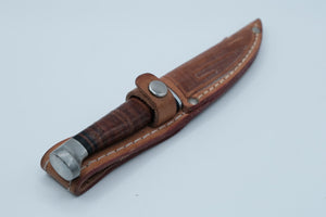 W.R. Case & Sons M3 Finn — 1980s Stainless, Small Game Hunter, Leather Handle & Sheath