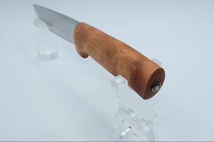 Helle Eggen 75 — Triple Laminated Stainless, Curly Birch Handle, Unsharpened Original Edge