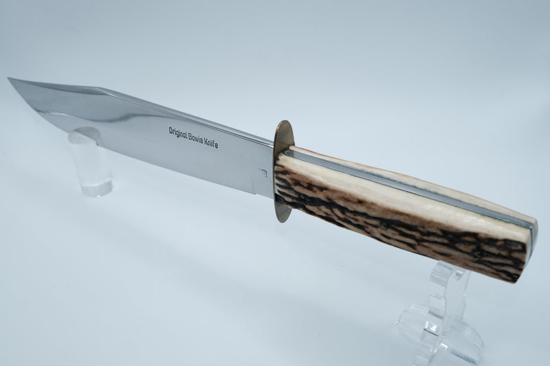 Emil Voos Solingen — Original Bowie Knife, Stag Antler Handle, Post-War Civilian Production
