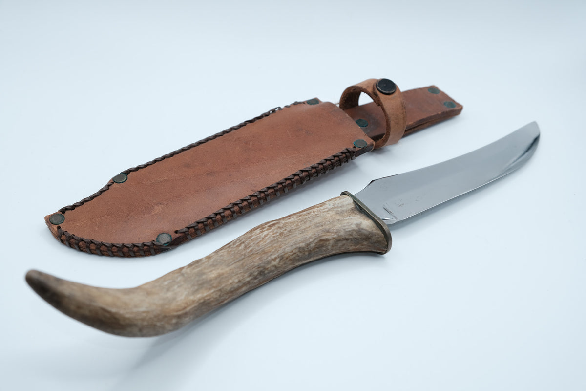 Camillus #1014 Grand Canyon — Stag Antler Handle Conversion, Custom Leather Sheath, American Made