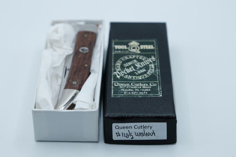 Queen Cutlery #112½ — Small Toothpick, Walnut Handle, D2 Tool Steel, Original Box, Made in USA