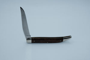 Queen Cutlery #20CZ — Large Texas Toothpick, Curly Zebra Wood, D2 Tool Steel, Original Box, Made in USA