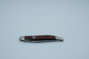 Queen Cutlery #20CZ — Large Texas Toothpick, Curly Zebra Wood, D2 Tool Steel, Original Box, Made in USA