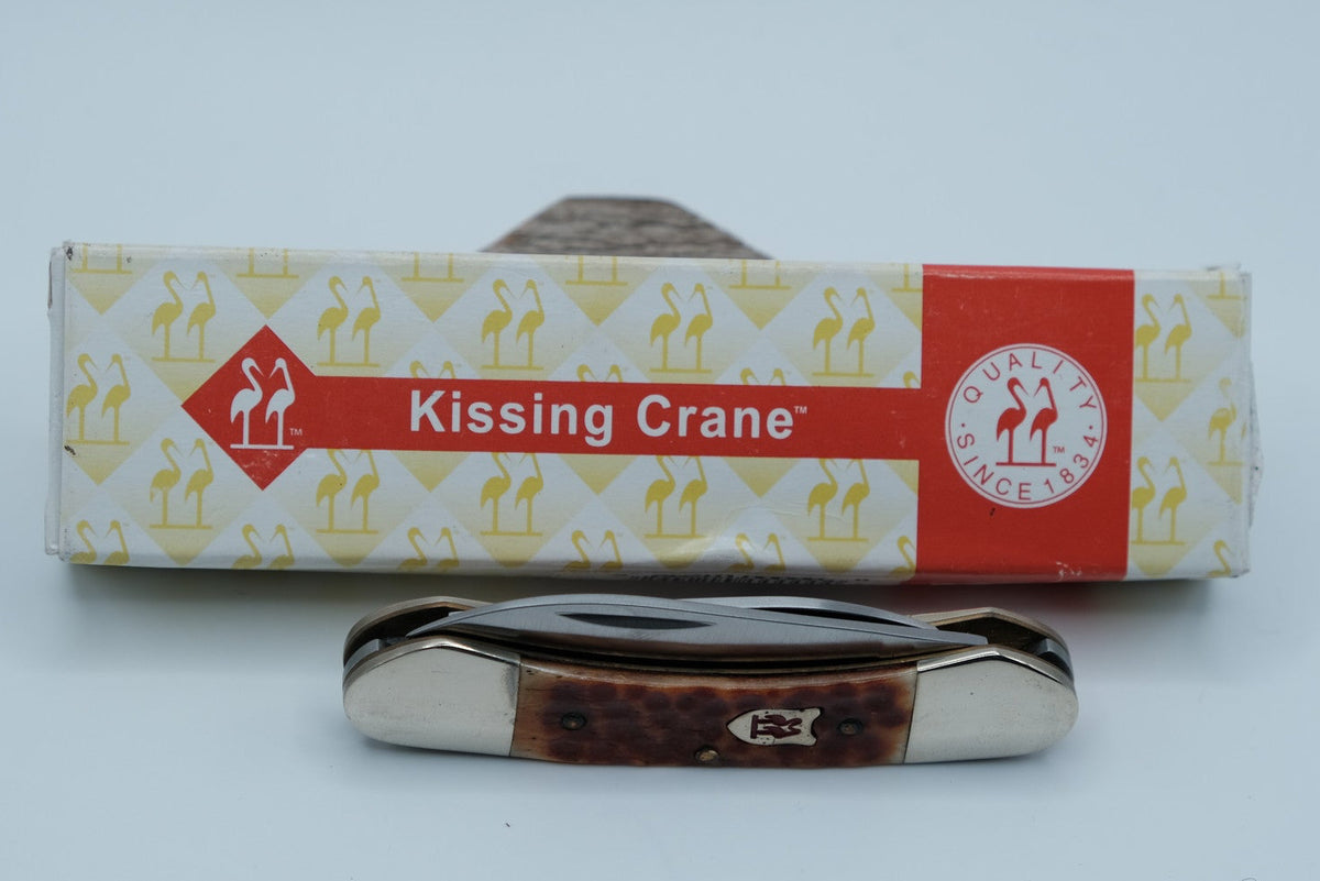 Kissing Crane KC6217BR Canoe — Two-Blade, Brown Jigged Bone, Stainless, Original Box, Solingen Germany