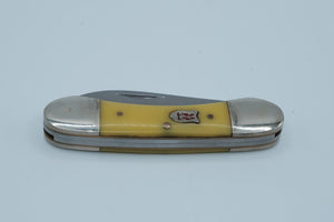 Kissing Crane KC3217 Canoe — Two-Blade, Yellow Synthetic Handle, Stainless, Original Box, Solingen Germany