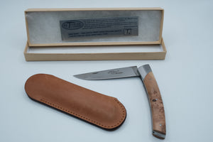 Le Thiers par Chambriard — Burl Wood Handle, RASOR Stainless, Unsharpened, Original Box & Leather Sheath