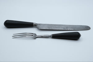 Victorian Sheffield Table Knife & Fork Set — Taylor's Eye Witness, Cow Horn Handles