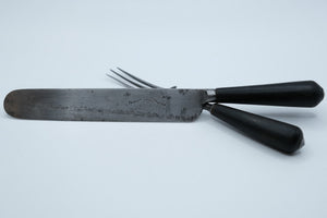 Victorian Sheffield Table Knife & Fork Set — Taylor's Eye Witness, Cow Horn Handles