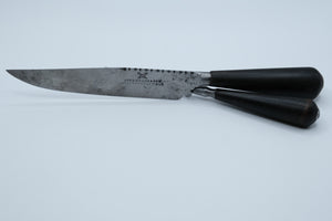 Victorian Sheffield Carving Knife & Fork Set — John Wragg & Son, Cow Horn Handles