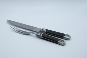 Victorian Sheffield Table Knife & Fork Set — Joseph Rodgers & Sons, Ebony Handles