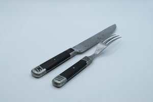 Victorian Sheffield Table Knife & Fork Set — Joseph Rodgers & Sons, Ebony Handles