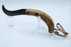 Antique Handmade Corn Husking Knife — Forged Carbon Steel, Stag Handle, Leather Lanyard