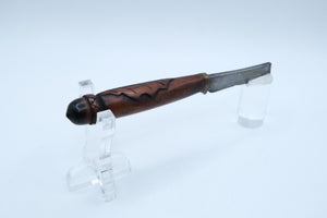 Antique Handmade Fixed Blade — Carved Acorn & Oak Leaf Handle, Brass Ferrule, c.19th Century