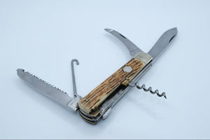 Puma Multi-Tool Combination Knife — Stag Handle, Saw, Corkscrew, Replaced Main Blade