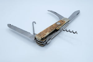 Puma Multi-Tool Combination Knife — Stag Handle, Saw, Corkscrew, Replaced Main Blade