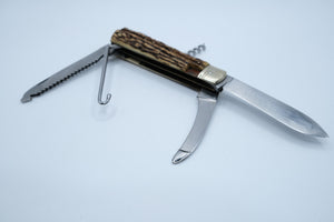 Puma Multi-Tool Combination Knife — Stag Handle, Saw, Corkscrew, Replaced Main Blade