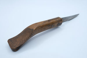 Antique Canadian Crooked Knife — Hand-Forged Blade, Carved Wood Handle