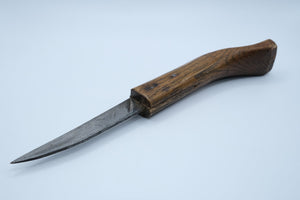 Antique Canadian Crooked Knife — Hand-Forged Blade, Carved Wood Handle