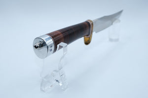 Randall Made Model 1-6 All-Purpose — Stacked Leather, Brass Hilt, Original Sheath & Stone