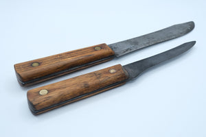 Vintage Old Hickory Kitchen Knife Pair — Ontario Knife Co., Carbon Steel, Hardwood Handles