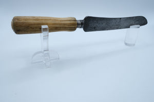 Antique English Bread Knife — Carved Bone Handle, Threaded Ferrule