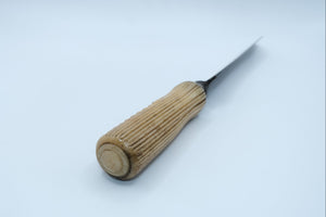 Antique English Bread Knife — Carved Bone Handle, Threaded Ferrule
