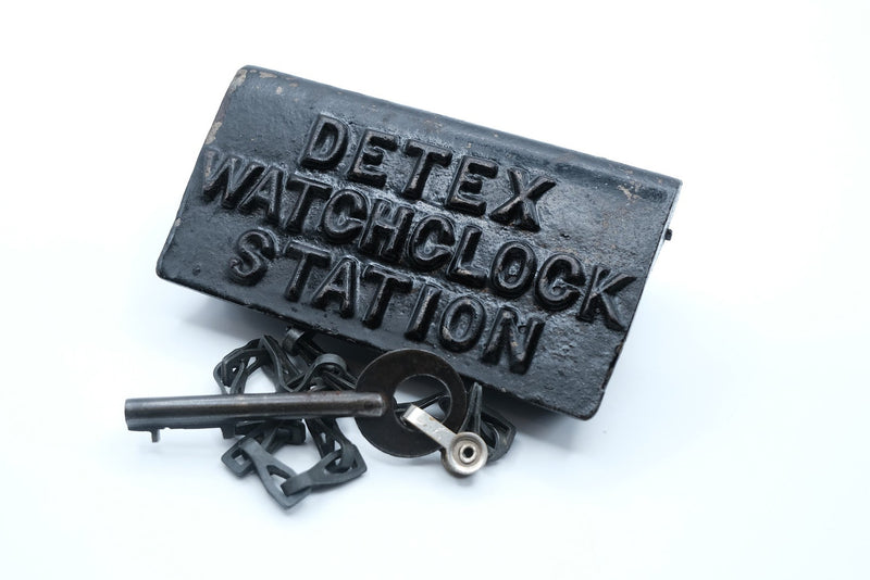 Detex Watchclock Station, Cast Iron, with Key