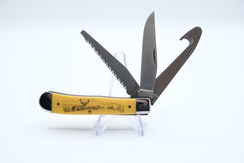 Schrade Old Timer 69OTYD Scrimshaw Deer Trapper