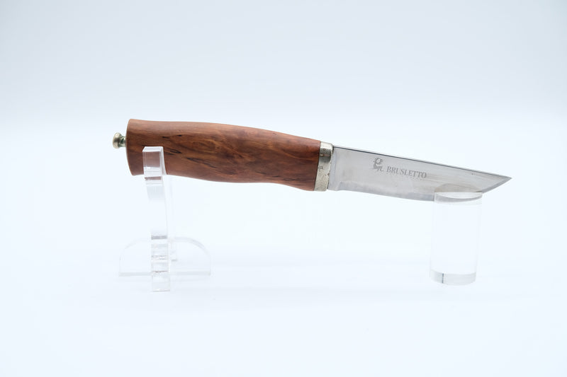 Brusletto Norway Hunting Knife, Wood Handle, Nickel Silver