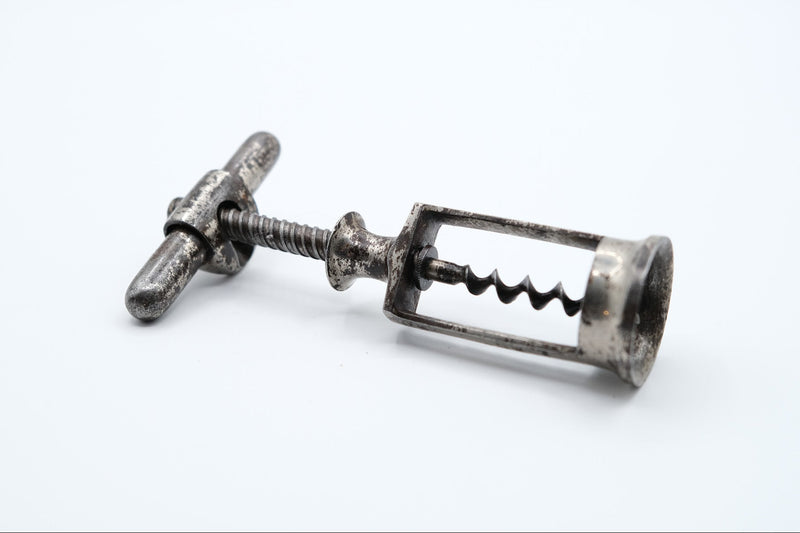 Antique Nickel-Plated Mechanical Cage Corkscrew, 5 In