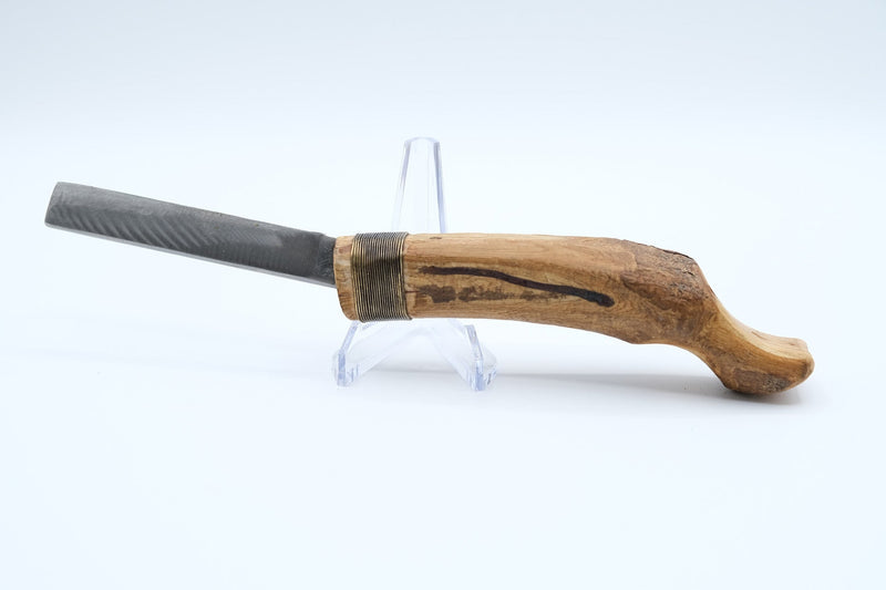 Handmade Crooked Knife (Mocotaugan), Carved Wood Handle, c.2010s