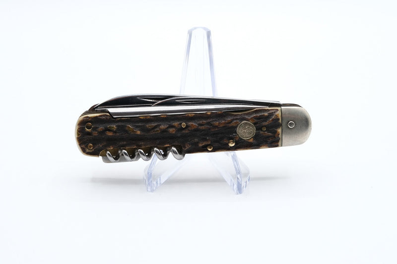 Böker Solingen Jagdmesser, Stag, Lockback, 4-Blade + Corkscrew