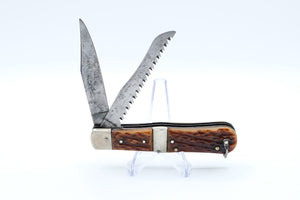 ABO Germany Stag 2-Piece Knife with Saw, Vintage
